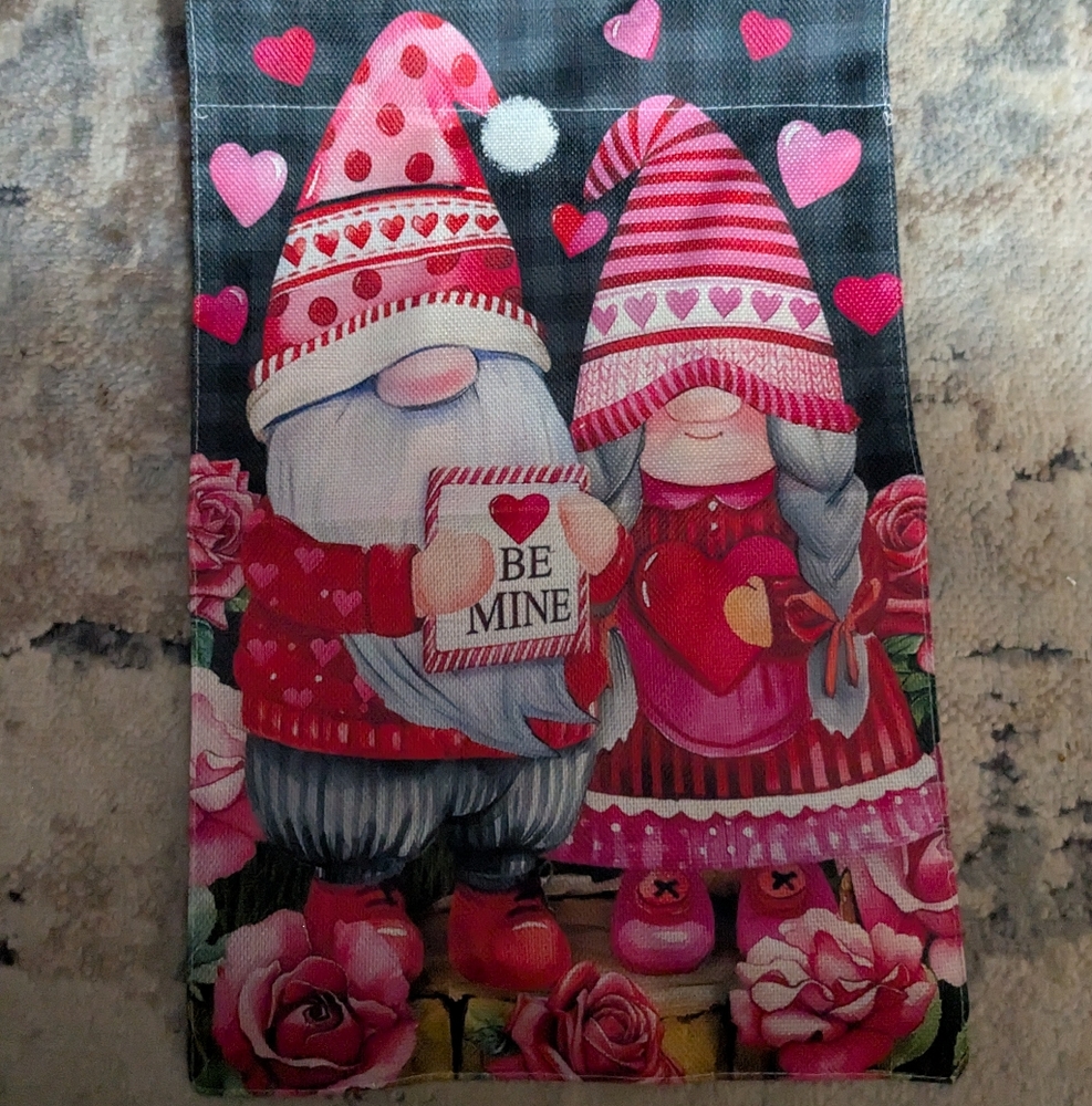 Valentine's Day Gnome Garden Flag